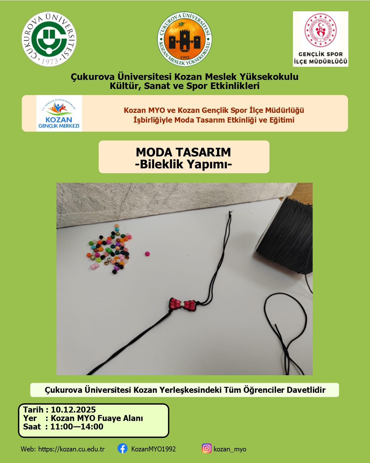 Kozan MYO ile Kozan Gençlik Spor İlçe Müdürlüğü İşbirliğiyle Moda Tasarımı Etkinliği ve Eğitimi Yapılacaktır (2025-26/1)