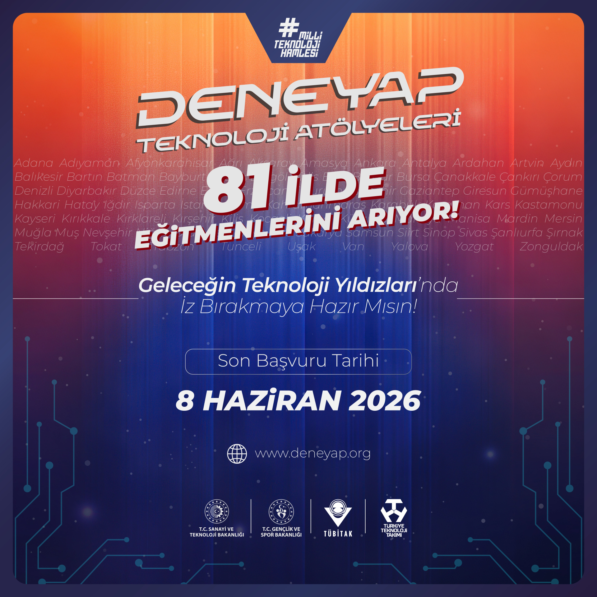 DENEYAP Teknoloji Atölyeleri Eğitmenlerini Arıyor!